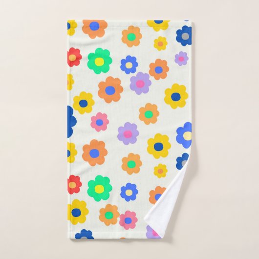 Kleurrijk Y2K-patroon met kleine ventilatoren Bad Handdoek (Handdoek)