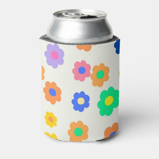 Kleurrijk Y2K-patroon met kleine ventilatoren Blikjeskoeler (Blikje Achterkant)