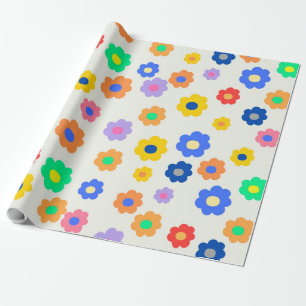 Kleurrijk Y2K-patroon met kleine ventilatoren Cadeaupapier
