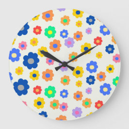 Kleurrijk Y2K-patroon met kleine ventilatoren Grote Klok