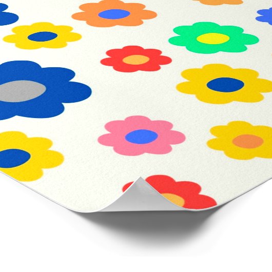 Kleurrijk Y2K-patroon met kleine ventilatoren Poster (Hoek)