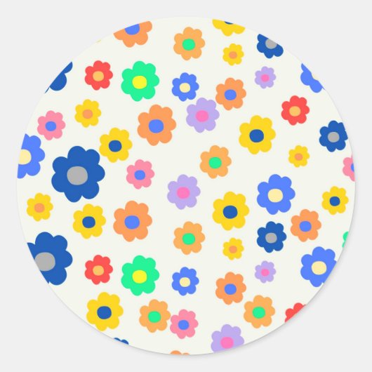 Kleurrijk Y2K-patroon met kleine ventilatoren Ronde Sticker (Voorkant)
