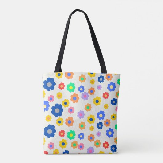 Kleurrijk Y2K-patroon met kleine ventilatoren Tote Bag (Achterkant)