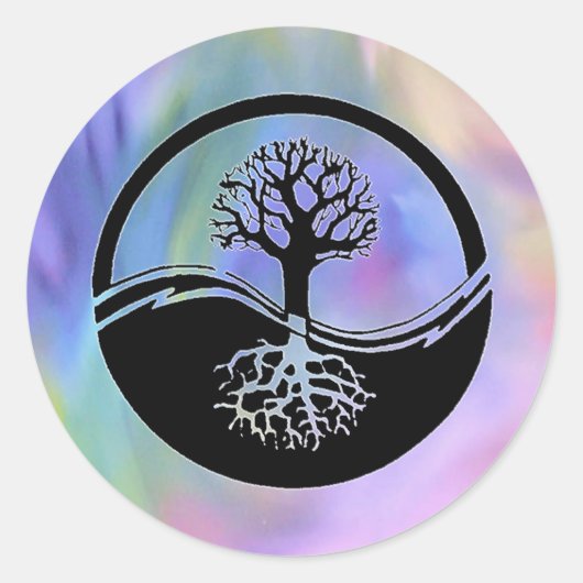Kleurrijk yin- en yangontwerp ronde sticker (Voorkant)
