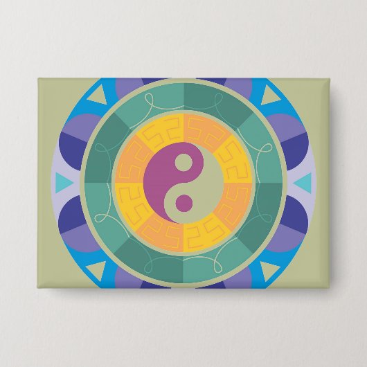 Kleurrijk Yin Yang-patroon Button (Voorkant)