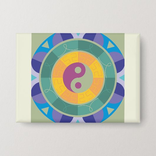Kleurrijk Yin Yang-patroon Button (Voorkant)
