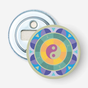 Kleurrijk Yin Yang-patroon Button Flesopener