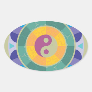 Kleurrijk Yin Yang-patroon Ovale Sticker