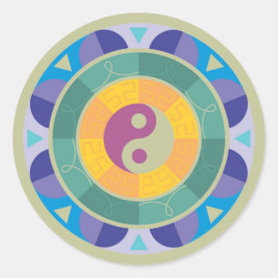 Kleurrijk Yin Yang-patroon Ronde Sticker