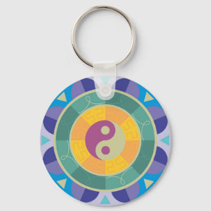 Kleurrijk Yin Yang-patroon Sleutelhanger