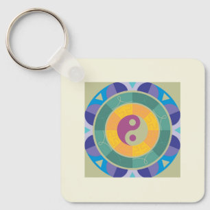 Kleurrijk Yin Yang-patroon Sleutelhanger