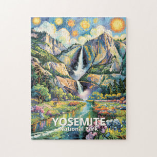 Kleurrijk Yosemite Lentewaterfall Wandelpad Legpuzzel