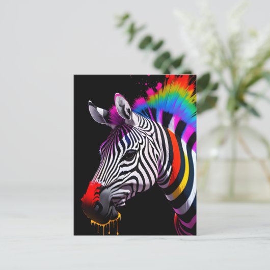Kleurrijk Zebra Briefkaart (Staand voorkant)