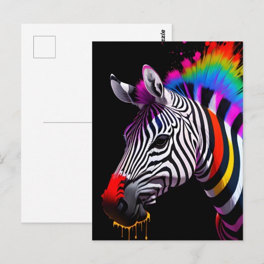 Kleurrijk Zebra Briefkaart (Voorkant / Achterkant)