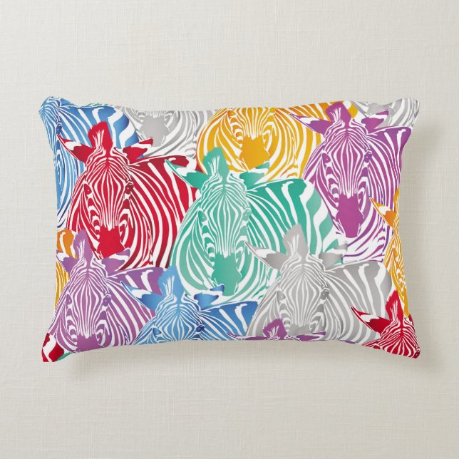 Kleurrijk zebra naadloos patroon. Wilde dierstof Accent Kussen (Voorkant)