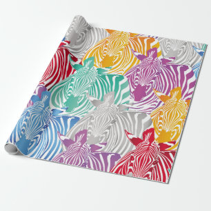 Kleurrijk zebra naadloos patroon. Wilde dierstof Cadeaupapier