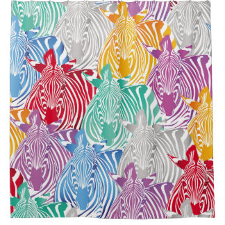 Kleurrijk zebra naadloos patroon. Wilde dierstof Douchegordijn