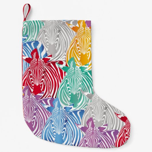 Kleurrijk zebra naadloos patroon. Wilde dierstof Kleine Kerstsok (Voorkant)