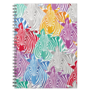 Kleurrijk zebra naadloos patroon. Wilde dierstof Notitieboek