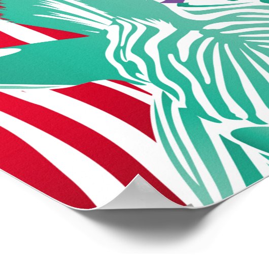 Kleurrijk zebra naadloos patroon. Wilde dierstof Poster (Hoek)