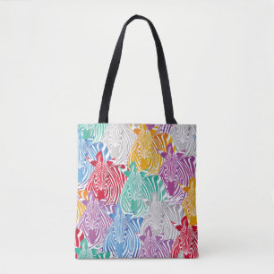 Kleurrijk zebra naadloos patroon. Wilde dierstof Tote Bag