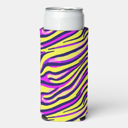 Kleurrijk zebraprint streep abstract patroon seltzer blikjeskoeler (Seltzer Voorkant)