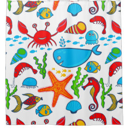 Kleurrijk Zee Dieren Patroon Douchegordijn