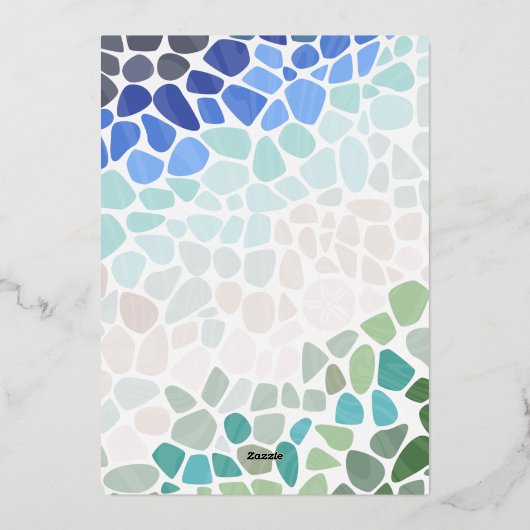 Kleurrijk Zee Glas Kerst Krans Initiaal Folie Feestdagenkaart (Achterkant)