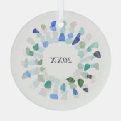 Kleurrijk Zee Glas Kerstkrans Jaar Glas Ornament (Achterkant)