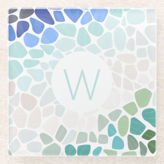 Kleurrijk Zee Glazen Onderzetter (Voorkant)