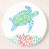 Kleurrijk Zee schildpad zandsteen Onderzetter (Voorkant)