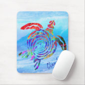 Kleurrijk Zee schildpad zwemmen langs de oceaangol Muismat (Met muis)