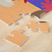 Kleurrijk zeepaardje en tropische vissen onder wat legpuzzel (Zijkant)