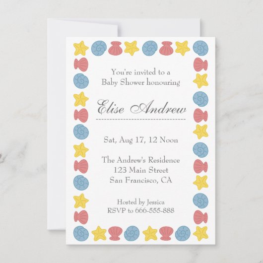 Kleurrijk Zeeschelpen Patroon Baby Shower Kaart (Voorkant)