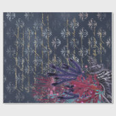 Kleurrijk zeewier en vis op blauw cadeaupapier (Vlak)