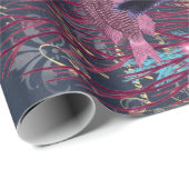 Kleurrijk zeewier en vis op blauw cadeaupapier (Rol Hoek)