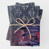 Kleurrijk zeewier en vis op blauw inpakpapier vel (In situ)