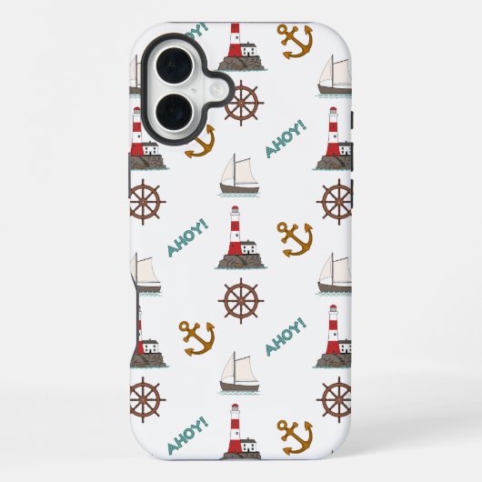 Kleurrijk zeilpatroon op wit iPhone hoesje (Achterkant)