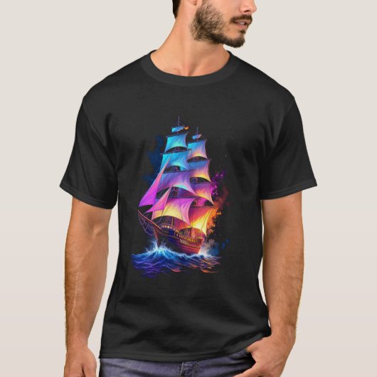 Kleurrijk zeilschip t-shirt (Voorkant)
