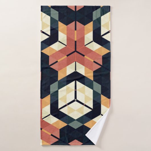 Kleurrijk Zeshoek Vierkant Geometrisch Patroon Badhanddoek (Badhanddoek)