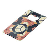 Kleurrijk Zeshoek Vierkant Geometrisch Patroon Creditkaart Flessenopener (Achterkant Gekanteld)