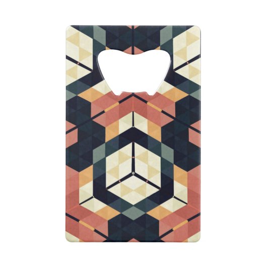 Kleurrijk Zeshoek Vierkant Geometrisch Patroon Creditkaart Flessenopener (Achterkant)