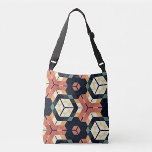 Kleurrijk Zeshoek Vierkant Geometrisch Patroon Crossbody Tas
