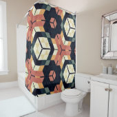 Kleurrijk Zeshoek Vierkant Geometrisch Patroon Douchegordijn (In situ)