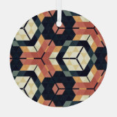 Kleurrijk Zeshoek Vierkant Geometrisch Patroon Glas Ornament (Achterkant)