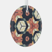 Kleurrijk Zeshoek Vierkant Geometrisch Patroon Glas Ornament (Voorkant Rechts)