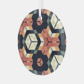 Kleurrijk Zeshoek Vierkant Geometrisch Patroon Glas Ornament (Voorkant links)