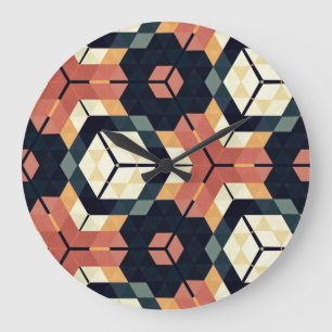 Kleurrijk Zeshoek Vierkant Geometrisch Patroon Grote Klok