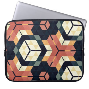 Kleurrijk Zeshoek Vierkant Geometrisch Patroon Laptop Sleeve