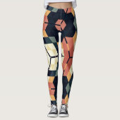 Kleurrijk Zeshoek Vierkant Geometrisch Patroon Leggings (Voorkant)